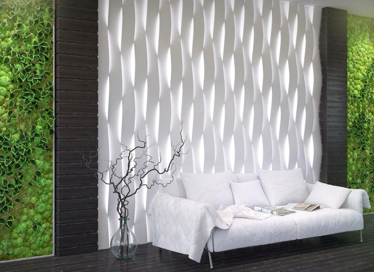 3D панель из гипса LED WAVE 1000x200x90мм — изображение 1